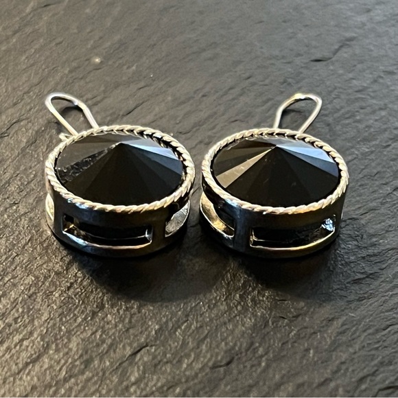 Black Onyx Round Drop Earrings - Picture 11 of 15